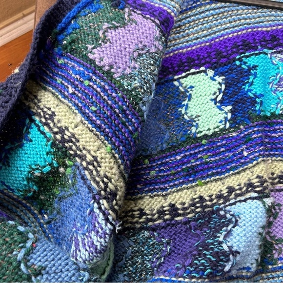 Handmade woven crochet chunky sweater fits XL/1X fair isle cardigan - Picture 6 of 11